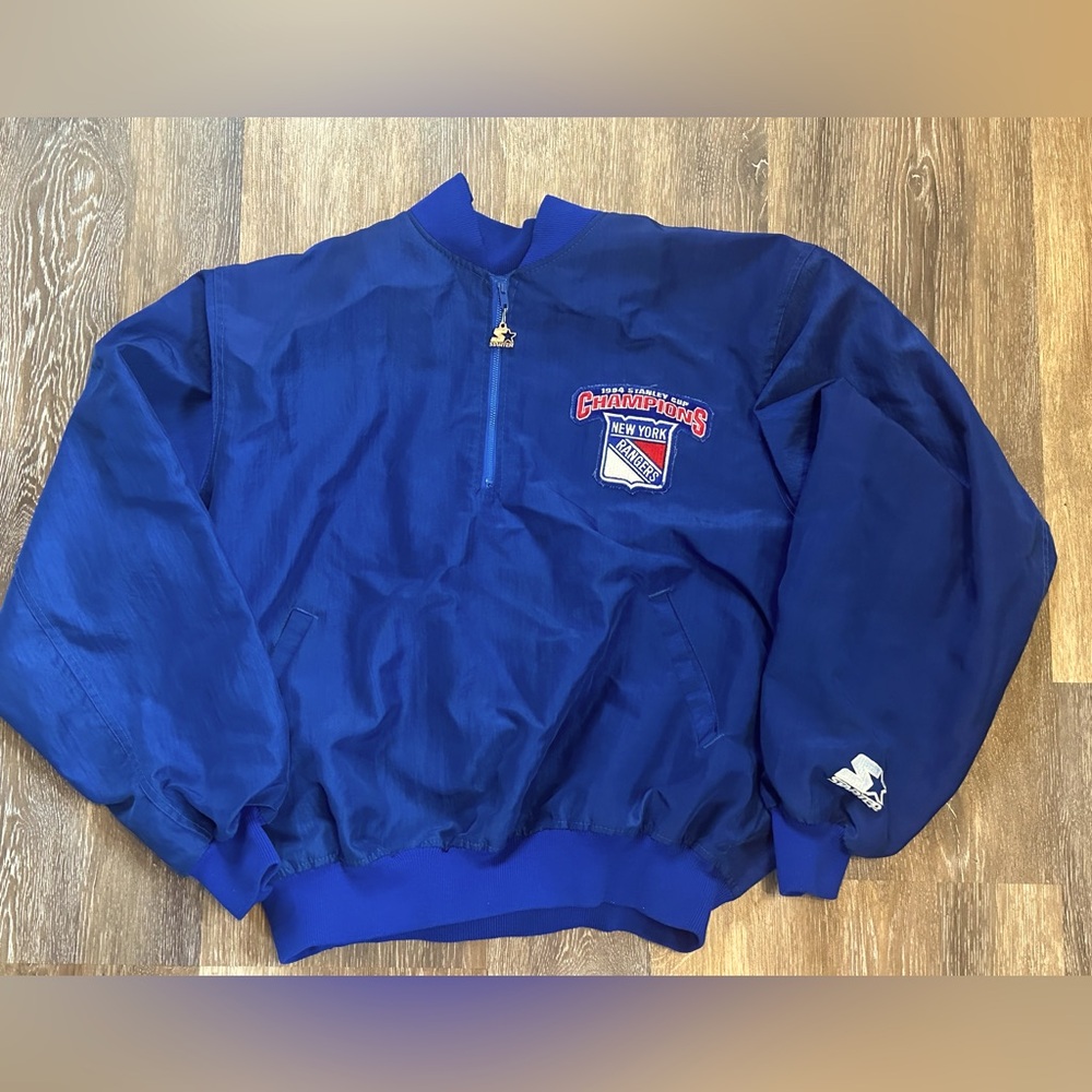 RARE Vintage 1994 Stanley Cup Champions NY Ranger Quarter Zip Starter Jacket